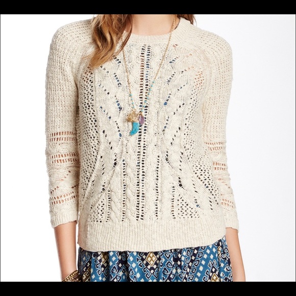 Lucky Brand Mixed Stitch Ivy Sweater Medium - Picture 7 of 8